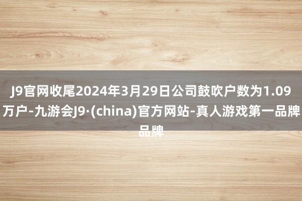 J9官网收尾2024年3月29日公司鼓吹户数为1.09万户-九游会J9·(china)官方网站-真人游戏第一品牌